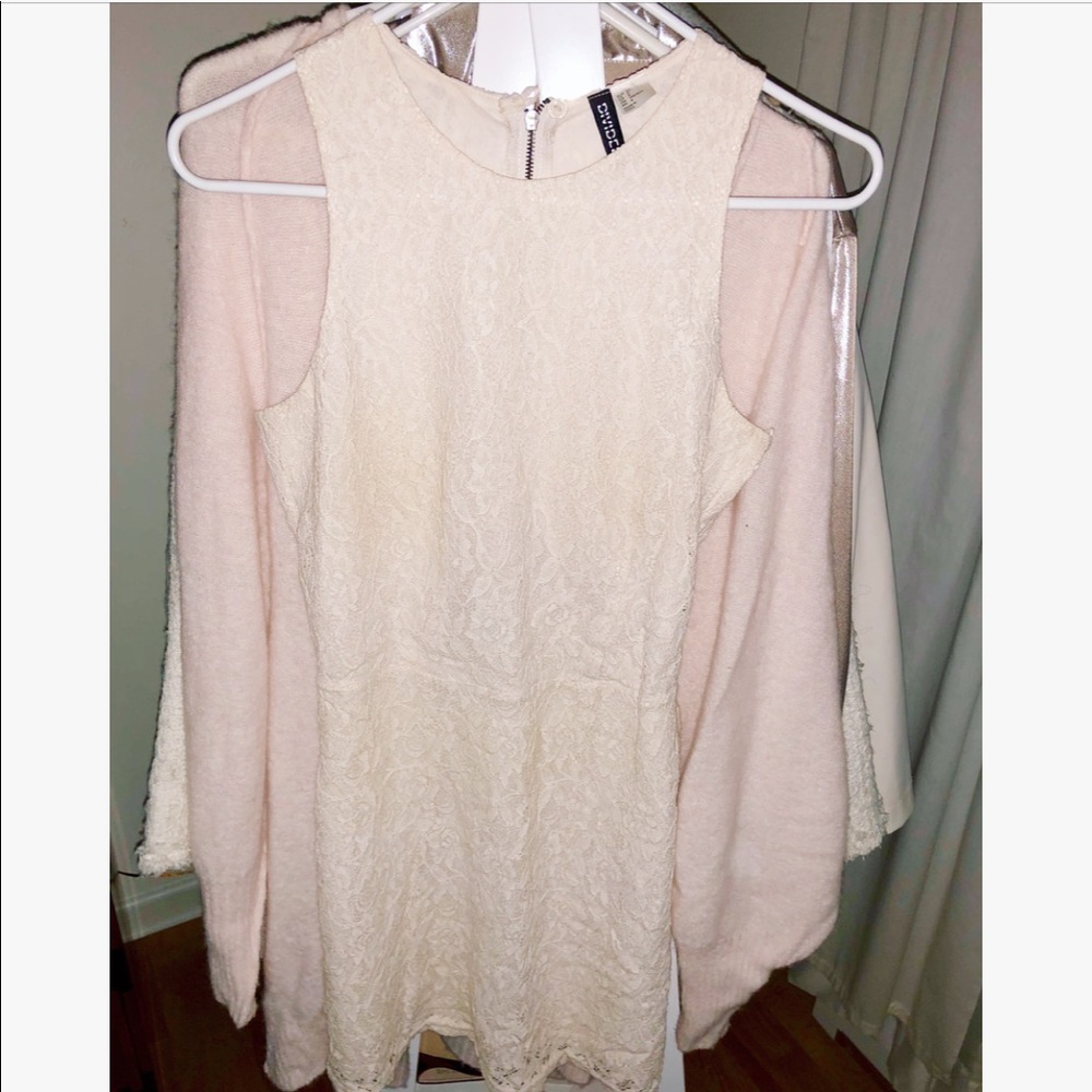 Cream lace shift dress